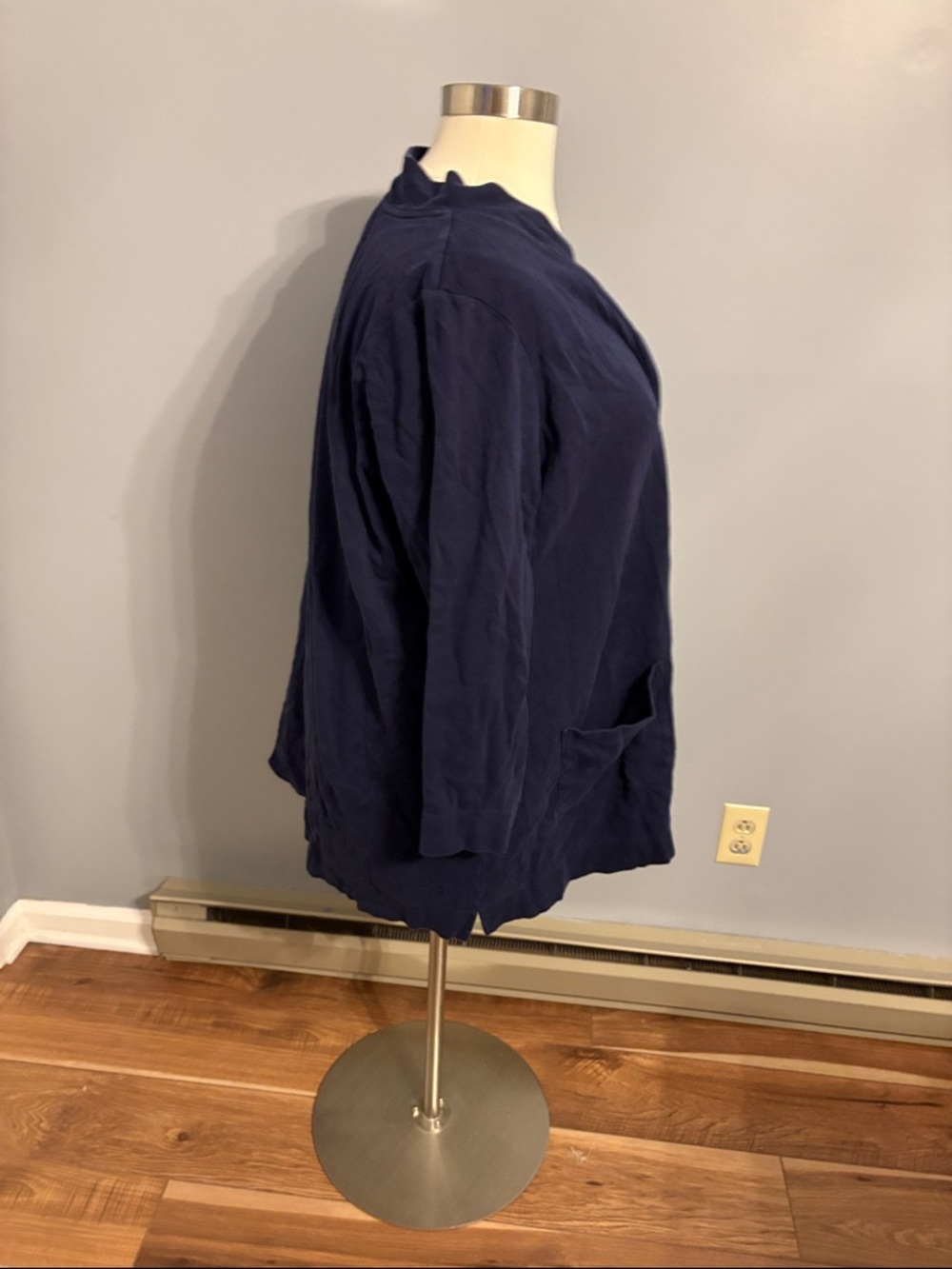 Isaac Mizrahi Navy Blue Open-Front Cardigan - Picture 4 of 6